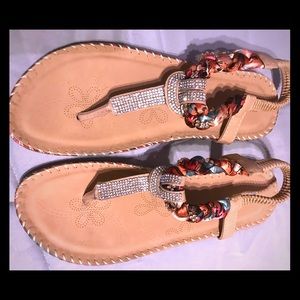 NWOT Woman’s Sandal, Floral and Rhinestone!